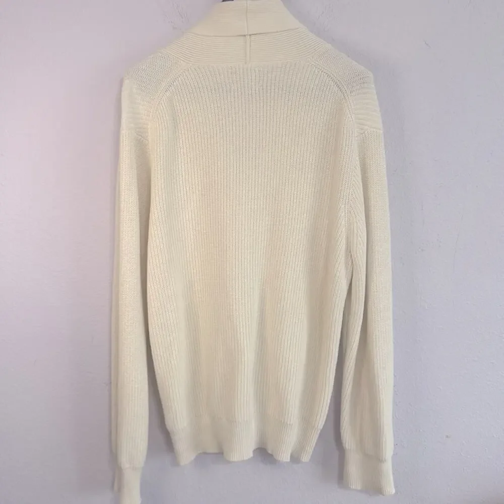 J. Crew Cream Shawl Collar Cardigan Sweater with Buttons and Pockets Size L